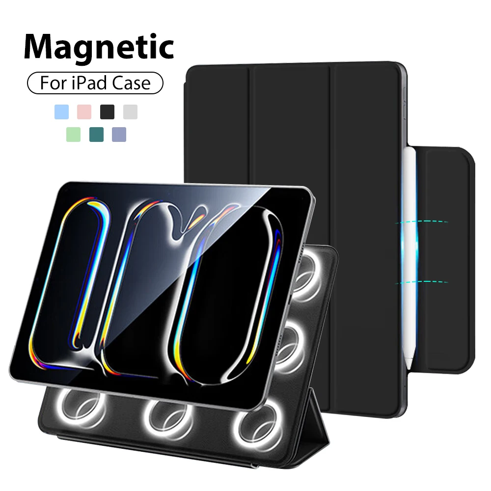 

Magnetic Case For Ipad Pro 13 11 M4 12.9 A16 2025 Funda Air 11th M2 M3 4 5 10 9 10th Generation Mini 6 7 A17 Cover Accessories