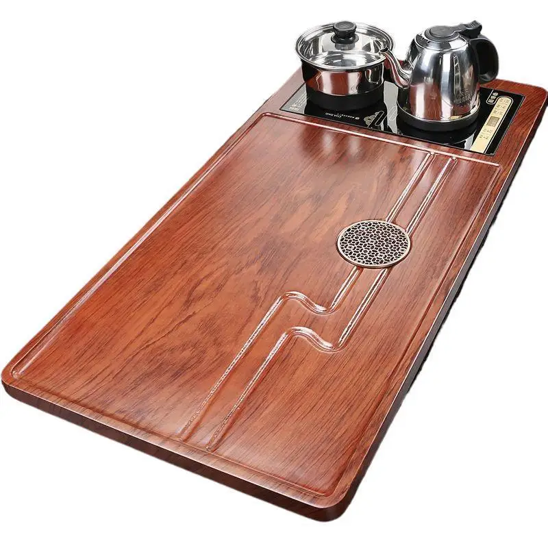 

Automatic tea tray Solid wood household tea table Kettle integrated office New large tea sea set Drainage tray