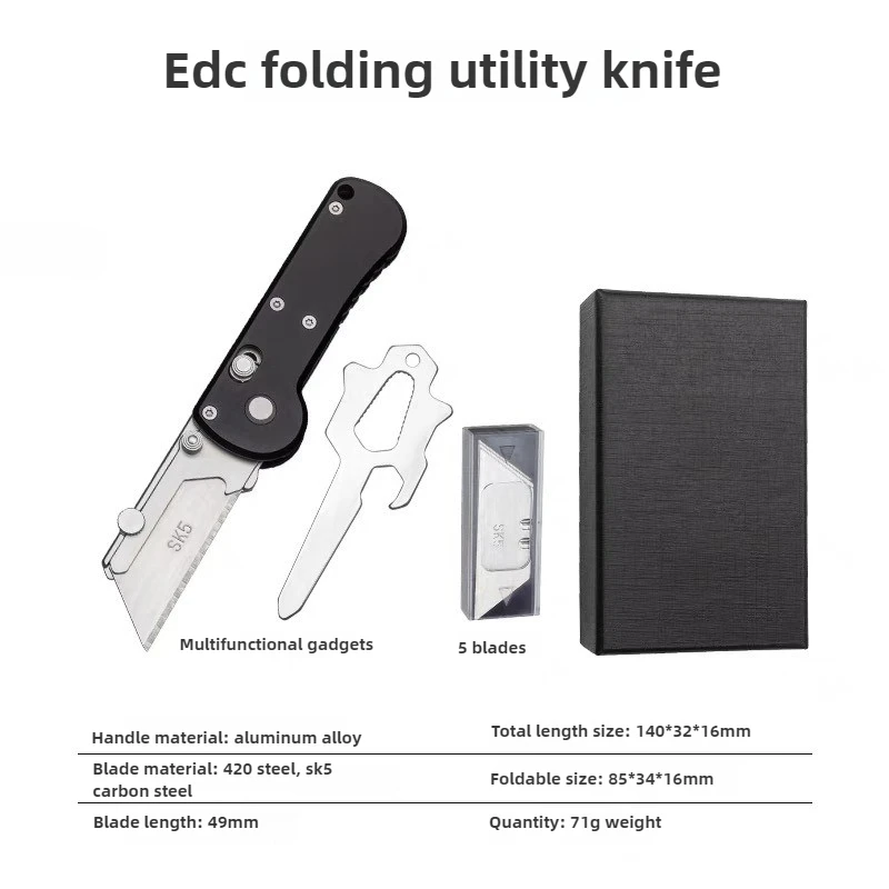 BHBT G10 Mini Folding Pocket Utility Knife Stationery Aluminum Alloy Portable EDC Box Cutter With Replaceable Blades