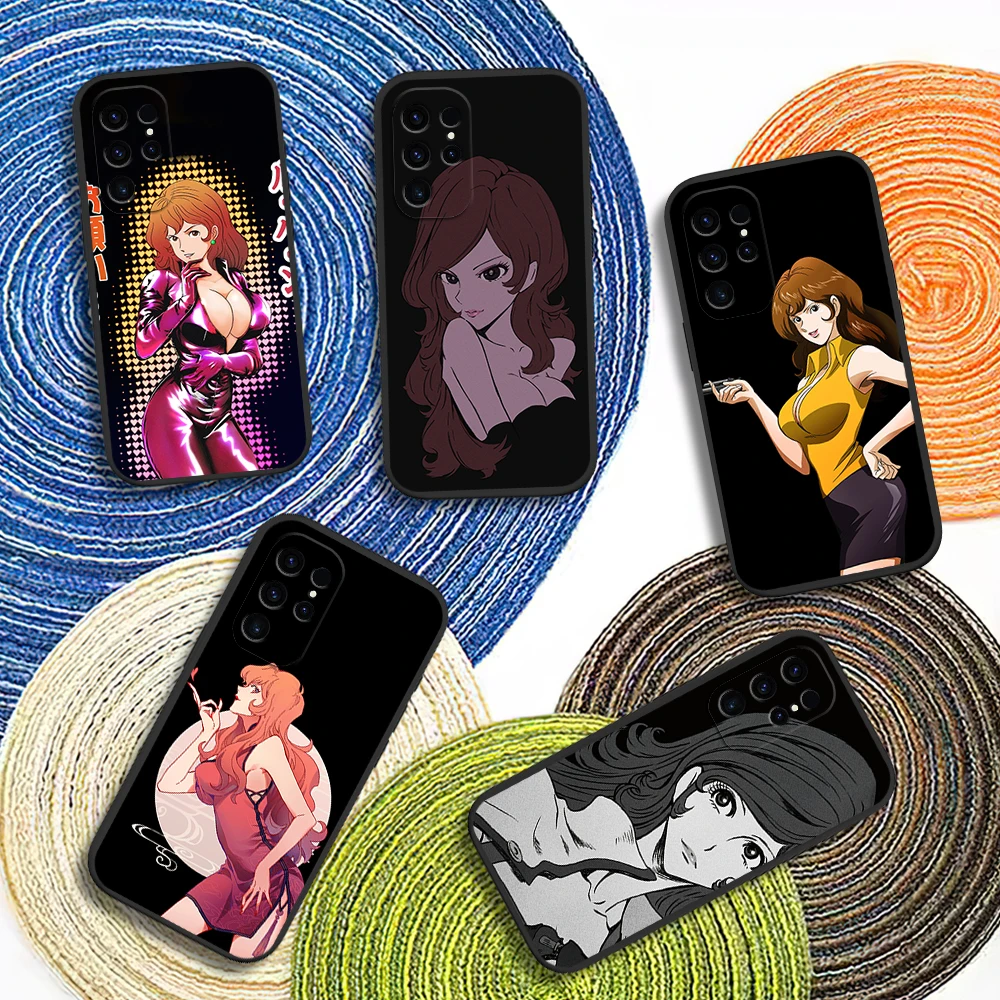 Anime Fujiko Mine Manga L-Lupin III 90s Phone Case For Samsung Galaxy A54 A71 A72 A73 S22 S23 Ultra Black Soft Silicone Cover