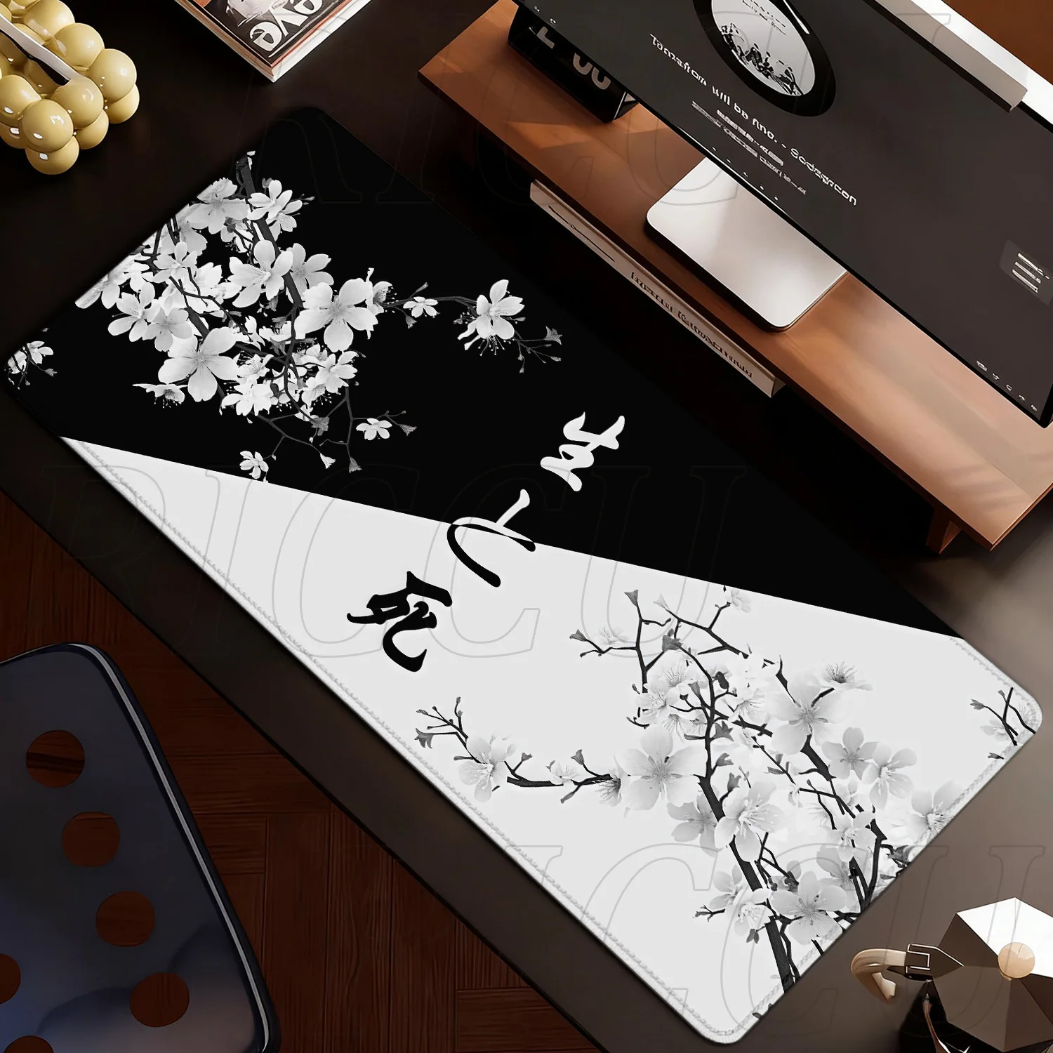 XXL 90x40 سنتيمتر أسود أبيض ساكورا زهرة الألعاب ماوس الوسادة مكتب السجاد ملحقات الكمبيوتر زهر الكرز ماوس ألعاب توسيع DeskMat #2