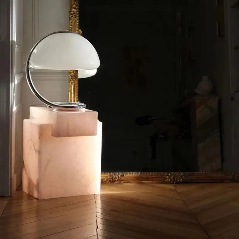 for Modern natural marble side table living room sofa corner table pink agate bedside table