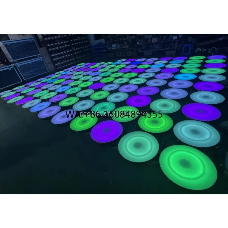 

Outdoor IP65 Waterproof RGB Full Color Led Round Sensitive Interactive Dance Floor Tiles