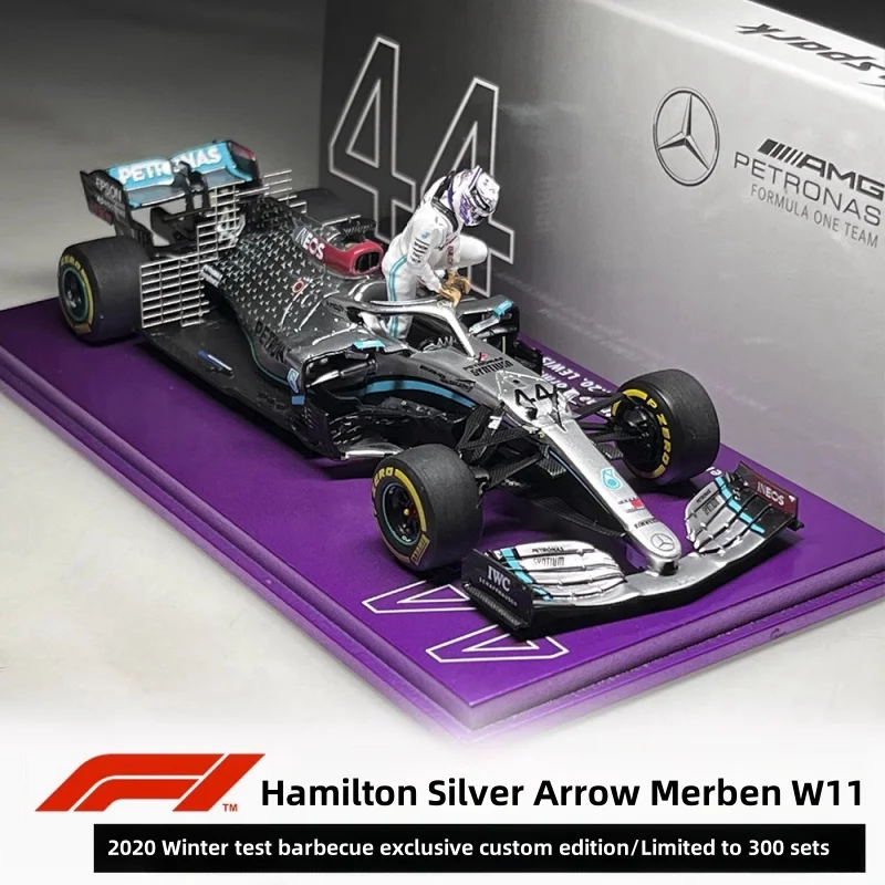 Barbecue grill custom Hamilton 2020 Barcelona winter test 1:43 Mercedes W11 resin  simulation model, adult ornaments, boys toys