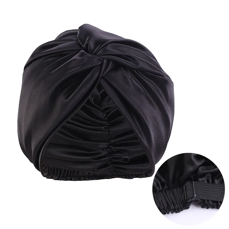 Non-slip Elastic Satin Silkly Turban Adjustable Sleeping Bonnet Cover For Women cross twist hair cap Beanies Hat Female Turban