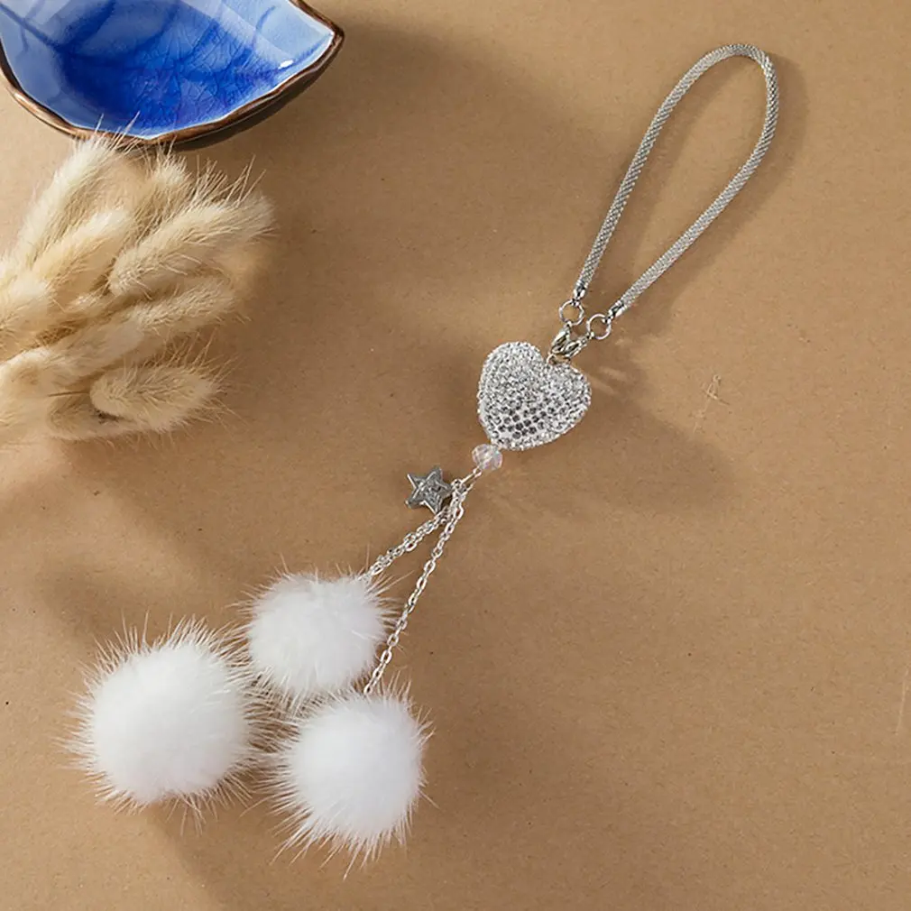 

Rhinestone Car Hanging Ornaments Diamond Love Car Pendant Car Rearview Mirror Hair Ball Pendant Car Decoration Parts