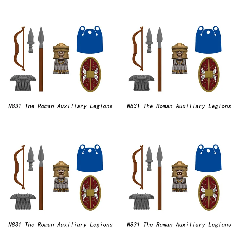 Mittelalterliche militärische römische Soldat-Figur, Baustein, Burg, Ritter, Armee, Corp, Infanterie, Offizier, Schild, Schwert, DIY-Modell, Ziegel, Spielzeug