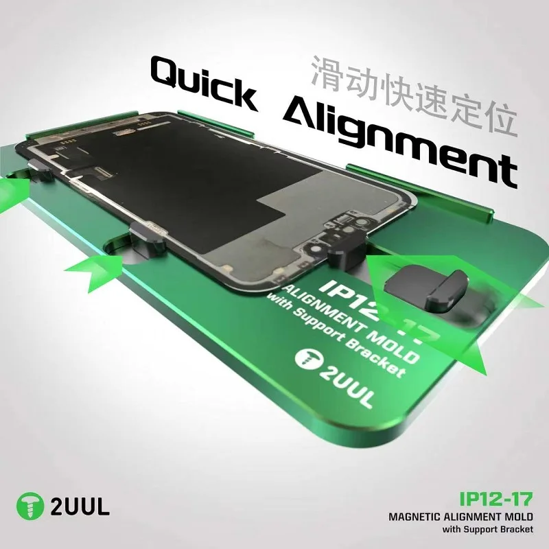 2UUL SH01 Magnetic Alignment Mold With Support Bracket Slider Design For iPhone 12 To 17 LCD Screen Laminating Repair Tool