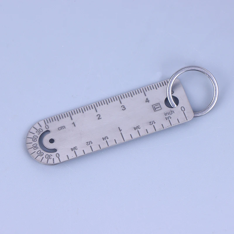 1pc Portable Mini Titanium Alloy Ruler Titanium Small Ruler Keychain Pendant Keychain Accessories Outdoor Tool