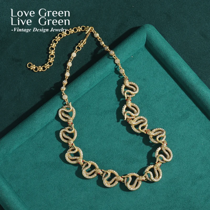 

Vintage Choker Snake Necklace Gold Color Rhinestone Gift For Woman Luxury High Quality Statement Accessories Wedding Party 2025