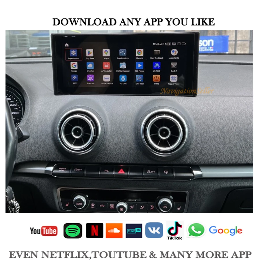 

VIGOHI For Audi A3 8V CarPlay Touch Screen Android Auto Retrofit GPS Sat Navi Multimedia Stereo 8+128GB RAM WIFI Google Qualcomm