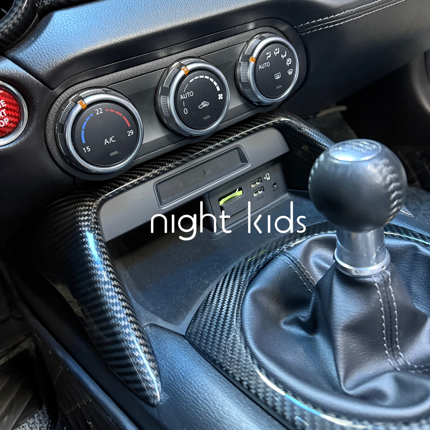 Night Kids For 2016-2026 Mazda MX-5 Carbon Fiber Interior Trim   MX-5 ND1 ND2 ND3 Carbon Fiber Lower Air Vent Trim Panel