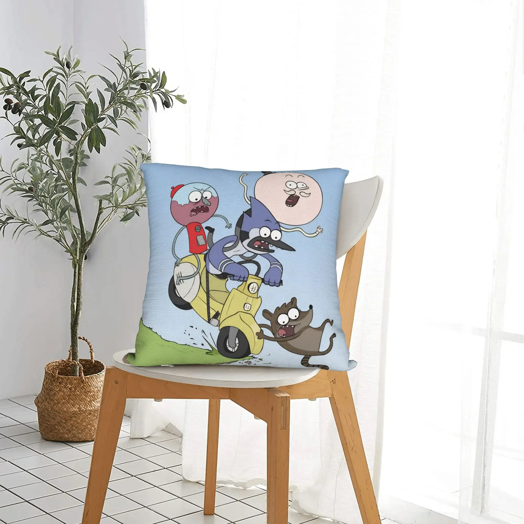Regulars Show TV Series  Square Pillow Covers Polyester Car  Cushion Case Cute Decorative Throw Pillow Case 40*40