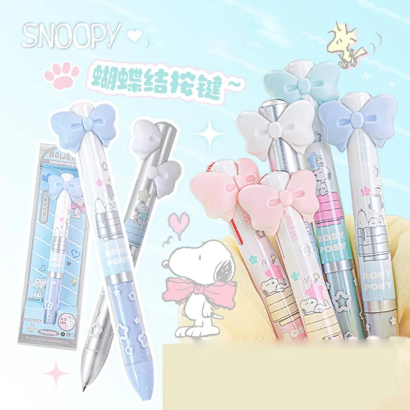 8pcs/lot Cute Snoopy Bow 2 Colors Gel Pen Kawaii 0.5mm Black/Red ink Neutral Pens Promotional Gift Office School Supplies