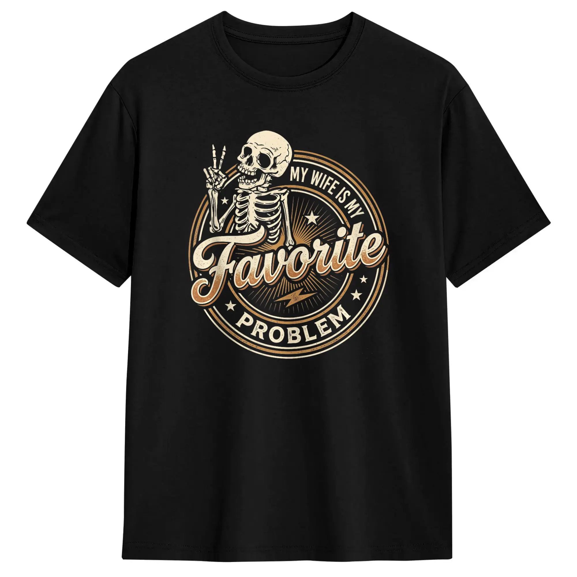 My Wife is My Favorite Problem Funny Couple Funny Halloween T-Shirt Summer  Funny T-Shirts Cotton Harajuku Tshirt For Men