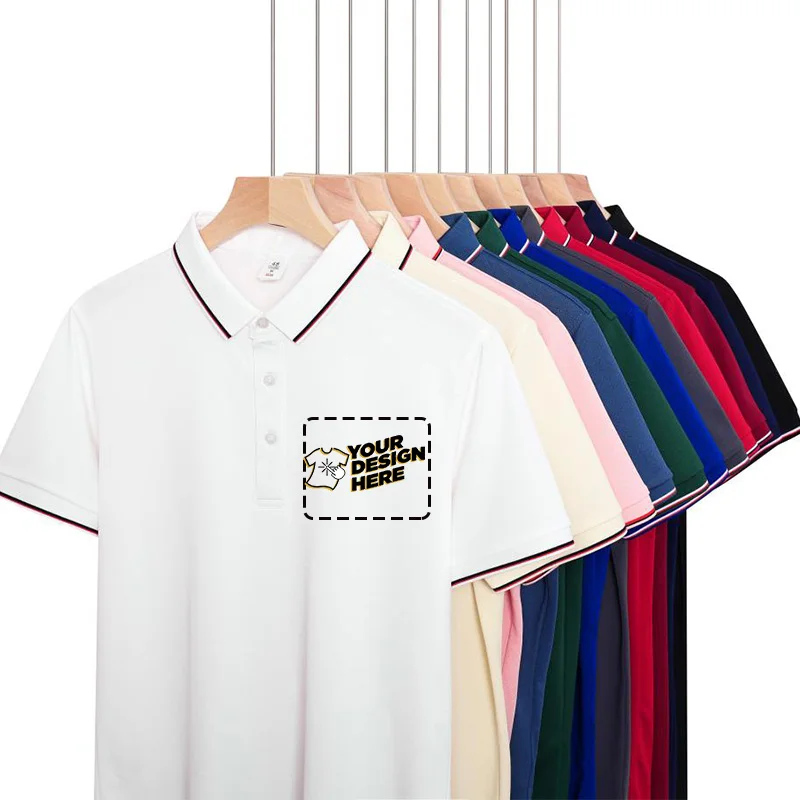 شعار مخصص قميص بولو الرجال الصيف الرجال السراويل كم التباين اللون بولو الأعمال الفاخرة الرجال تي شيرت طباعة شعار SS-6669
