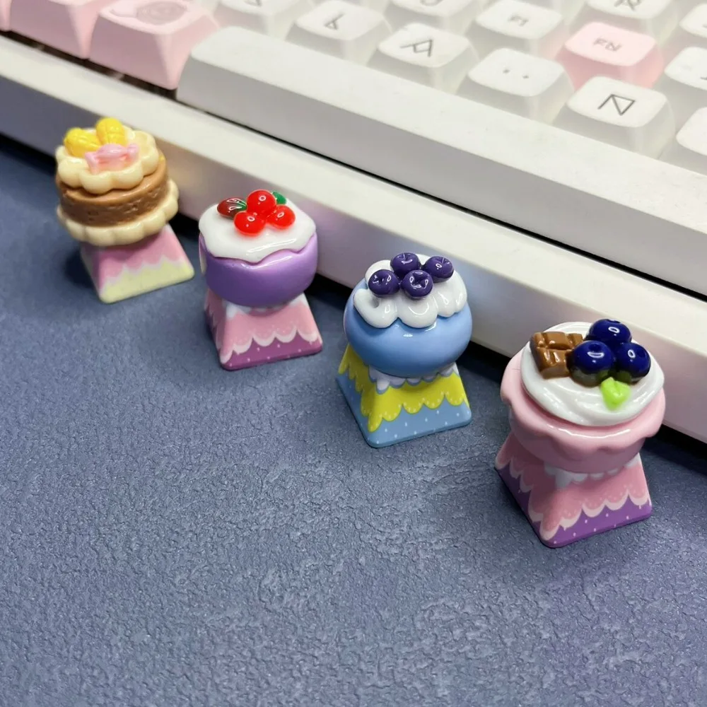 New Model Colorful Keycaps Customized OEM Profile Artisan Point Keycap Cute Resin Cross Axis Mechanical Keyboard Accessories