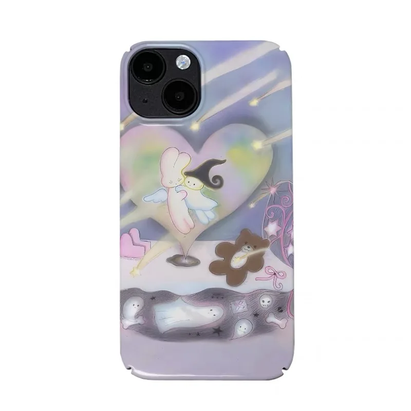 

INS Purple Ghost Art Cartoon Case for IPHONE 16PRO MAX 14 13 12 PRO 15PLUS 15PRO 11Pro XR XS MAX Acrylic Hard Mobile Phone Cases