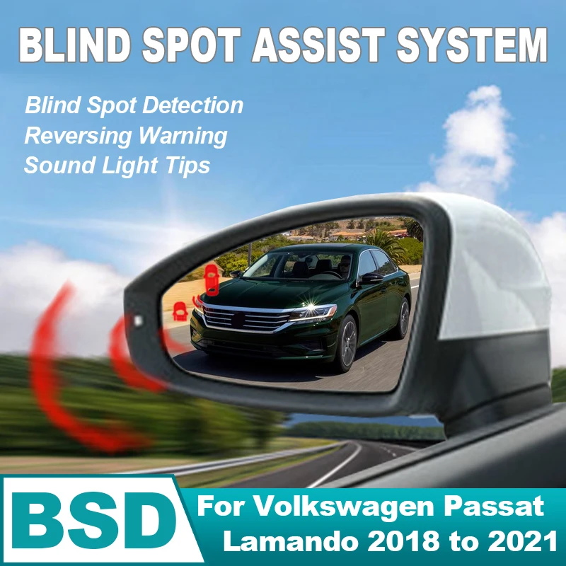 Car BSD BSM BSA Blind Area Spot Warning Drive Mirror light alarm For Volkswagen Passat 2019 to 2025 For VW Lamando 2018 to 2021