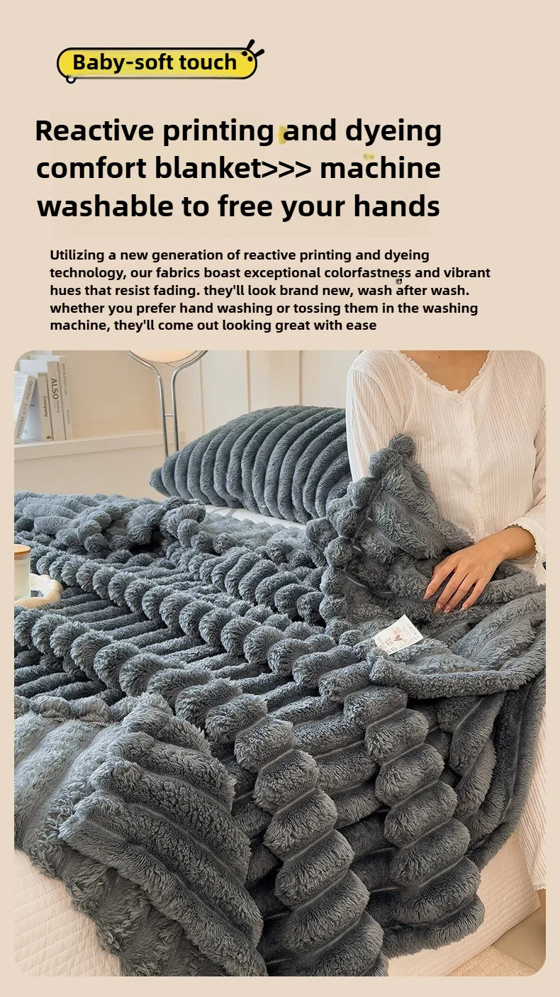 Thickened Wide Striped Flannel Multifunctional Blanket Autumn, Can Be Used As Bed Sheet Winter Blanket, Sofa Blanket,nap Blanket