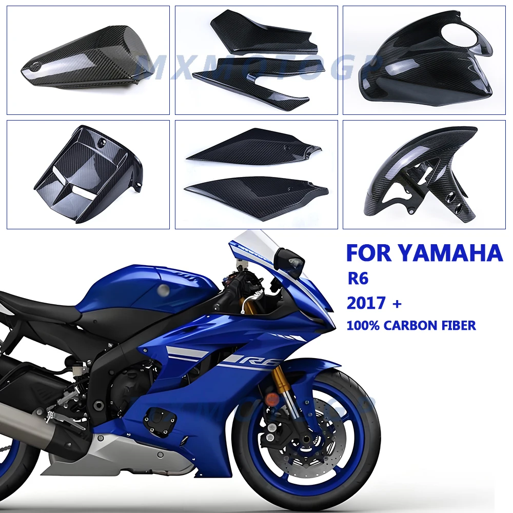 

100% Carbon Fiber For Yamaha YZF-R6 R6 2017 2018 2019 2020 Front Fender Tank Cover Side Panels Fairings Motorcycle Accessories