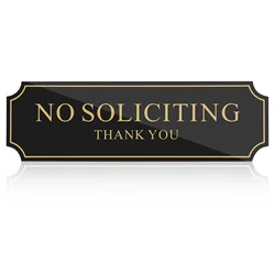No Soliciting Sign for Front Door Promotional Signs Absolutely Golden Acrylic House Self-Adhesive No Solicitors Signs