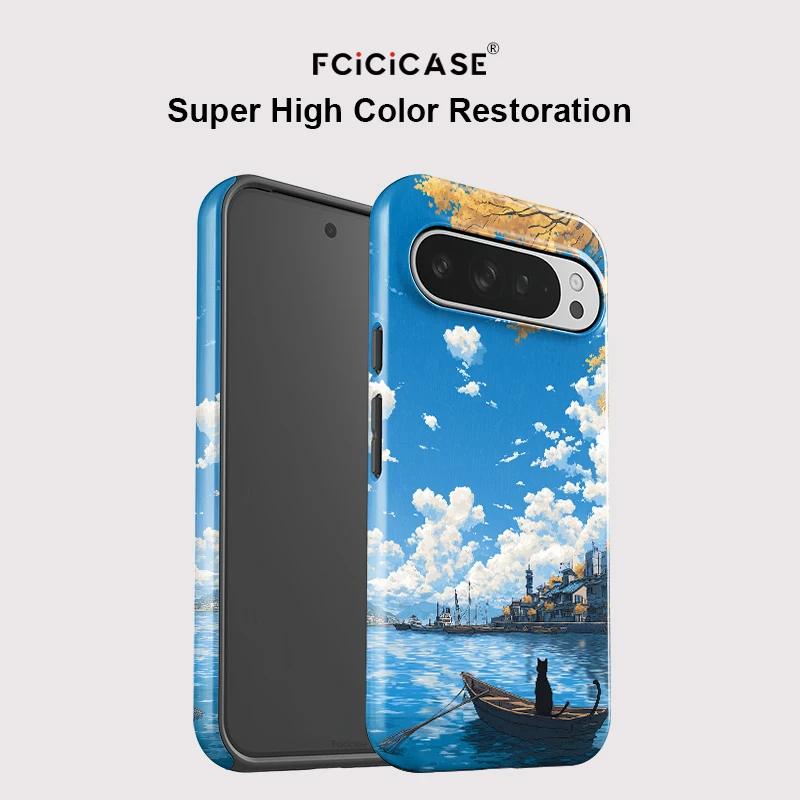 Fcicicase Shockproof Phone Case For Google Pixel 10A 8 9 Pro 7A 8A 10 9 Pro XL Cute Cat Boat Pattern Dual Layer Back Fundas - view 3