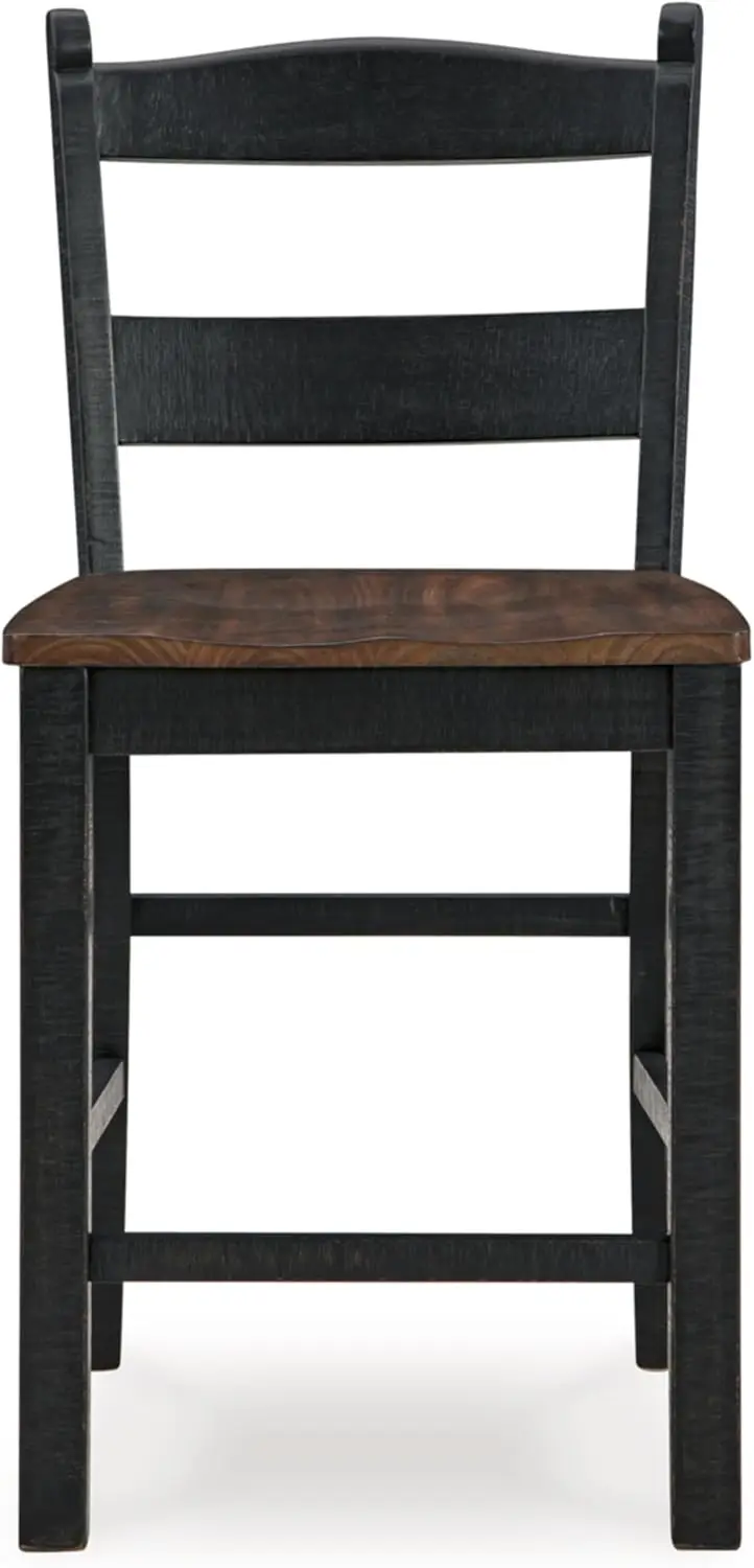 Valebeck Rustic 24” Counter Height Bar Stool With Contoured Seat, Set Of 2, Black & Dark Brown