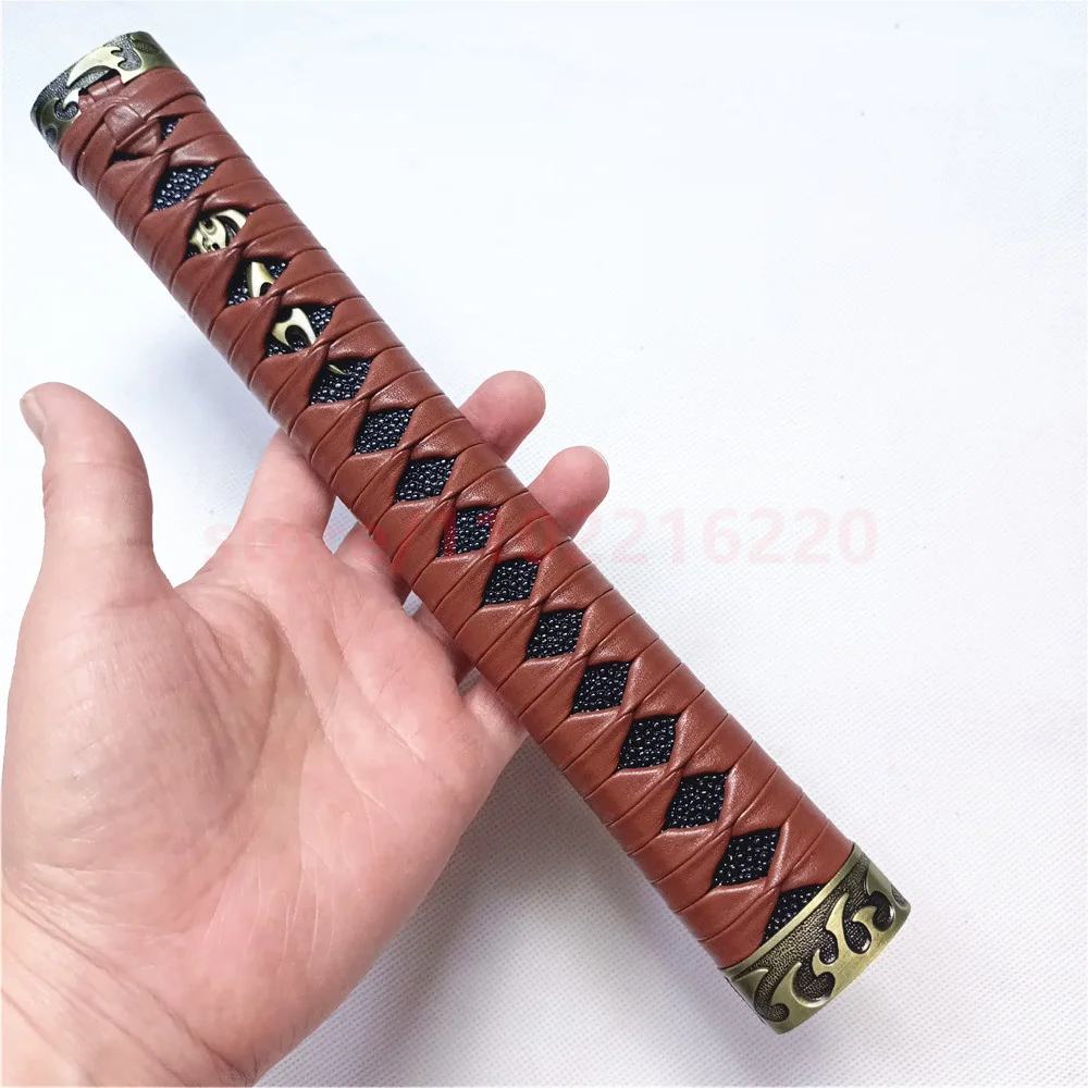 Nice Brown Tsuka Handle Hilt Alloy Tsuba Handguard Guard Brass Habaki Seppa Japanese Real Japan Samurai Katana Sword FIttings