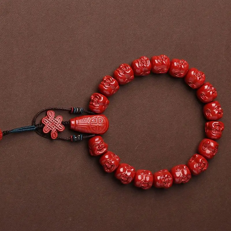 Imagem -05 - Handmade Custom Buddha Beads para Homens e Mulheres Corda de Mão Mesmo Estilo Imperador Cinábrio Cabeça de Buda Maitreya Alto Conteúdo Original