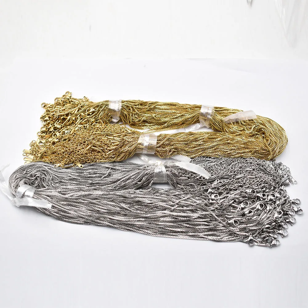 

Wholesale Gold color 1.2mm Stainless Steel composite chain Necklaces DIY Jewelry 40+5cm Chains Suit Bulk Sale Accessories 50pcs