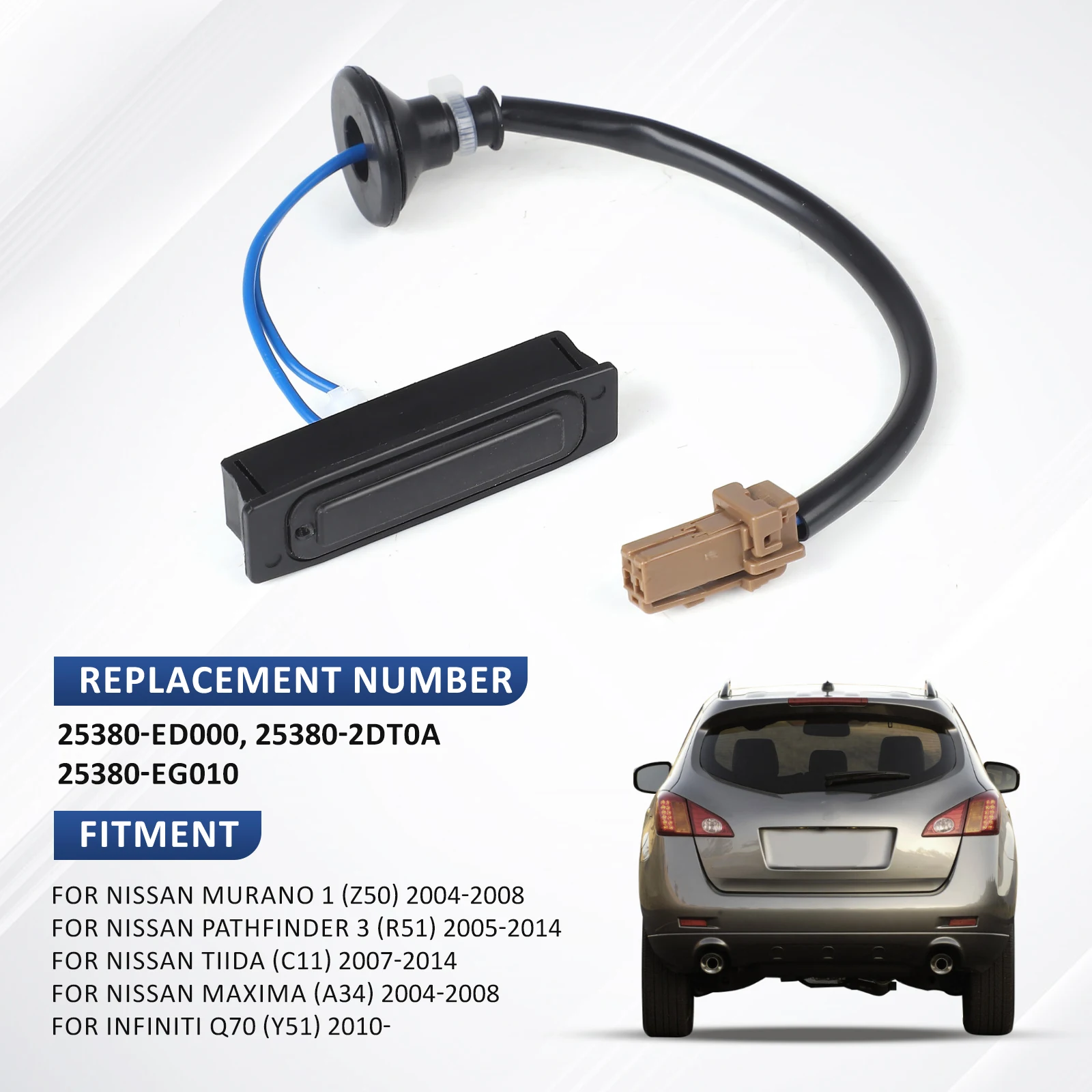 CNSPEED Black ABS OE 25380-2DT0A 25380-ED000 Rear Trunk Opening Button Boot Release Switch Tailgate For Nissan Maxima 09-14