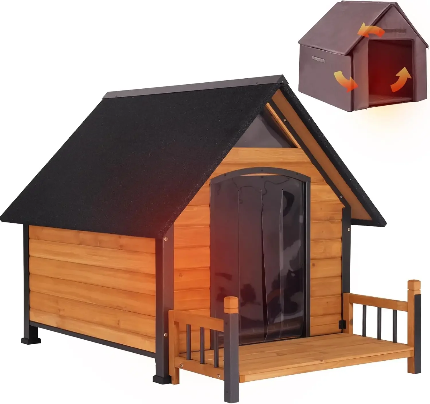 Dog House Outdoor with Insulated Liner and Metal Frame Waterproof Dog Kennel for Small to Large Sized Dogs Large Doghouse