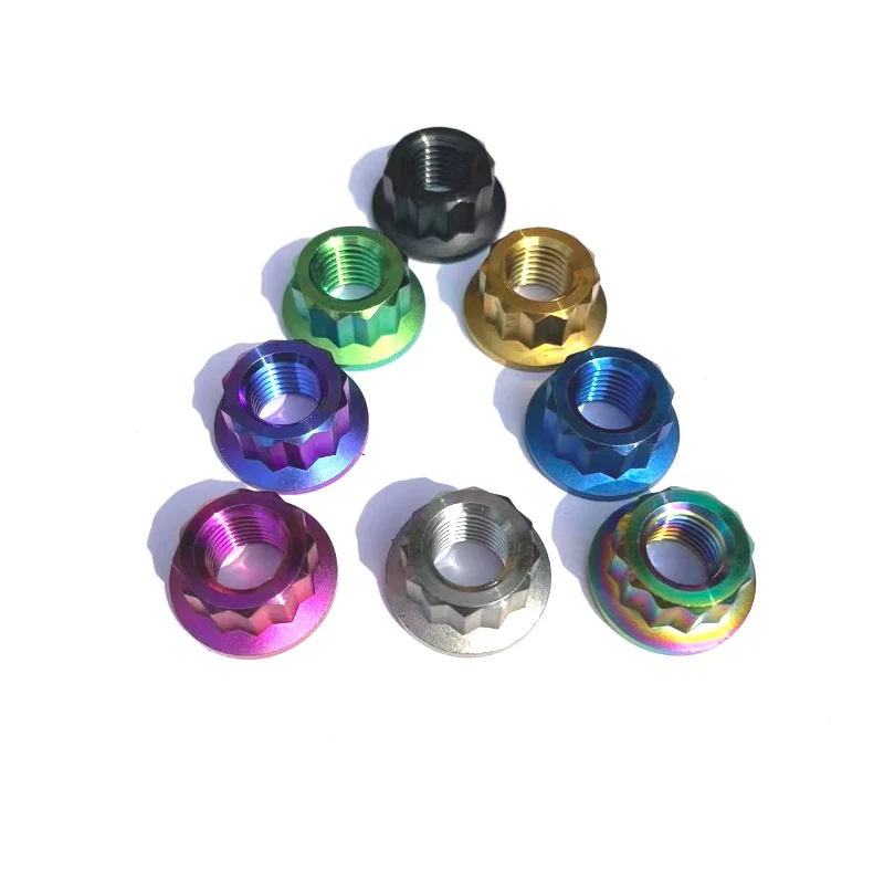 Tiremet M7 M8 M10 Titanium Flange 12 Point  Nuts for Bicycle Motorcycle Car Engineer Axle Ti6Al4V