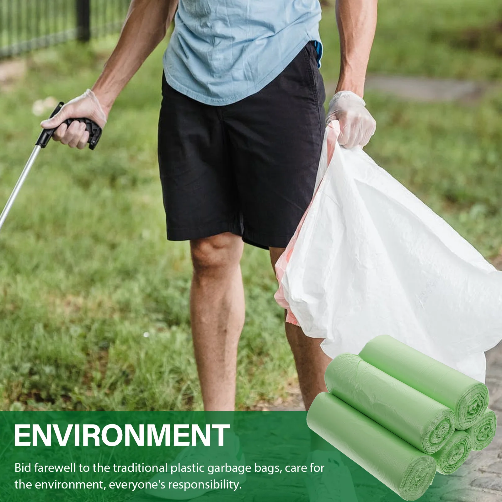 

100pcs Biodegradable Garbage Premium Corn Starch Leak Proof Large Capacity Home Kitchen Office Rubbish Bags Trash