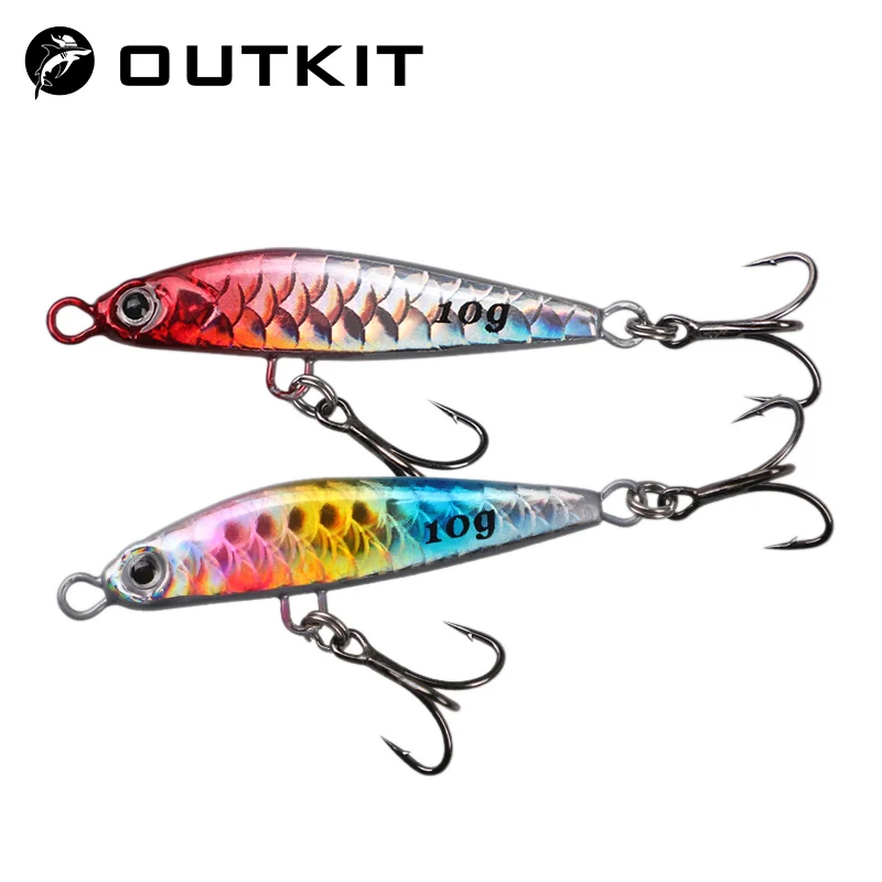 OUTKIT 1Pcs Metal Jigbait Spinning Lure 10g-22g Sea Fishing Bait Trolling Jigging Wobbler Laser Cover Drager SinKing Pencil