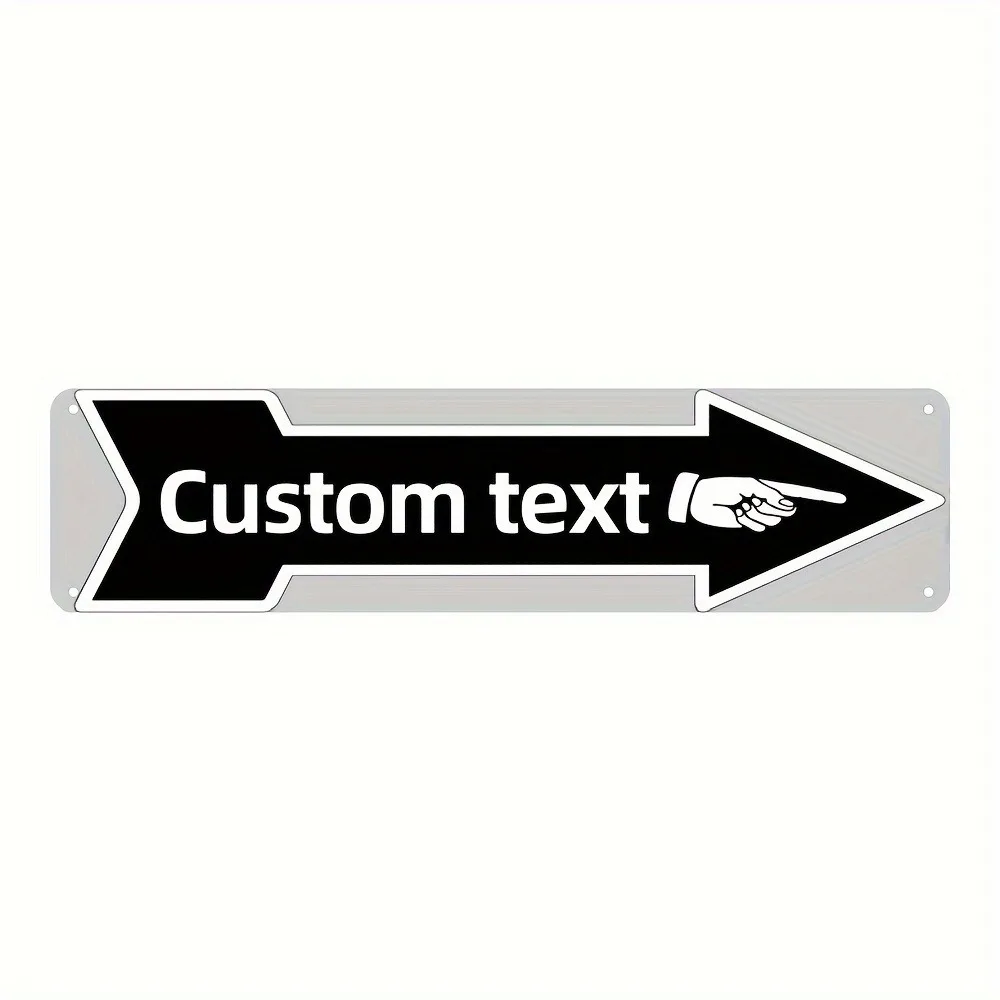 Personalized Arrow Metal Sign, Custom Text Directional Plaque, Vintage UV Wall Decor Shop Office Decorative Use Only