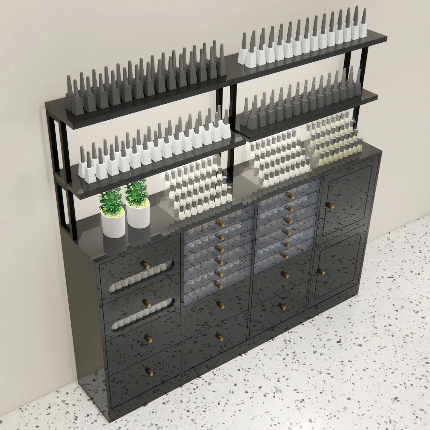 Modern Heavy-Duty Wood Salon Nail Art Storage Cabinet Display Rack Glue Drawer Locker Nail Polish Eco-Friendly Easy Clean