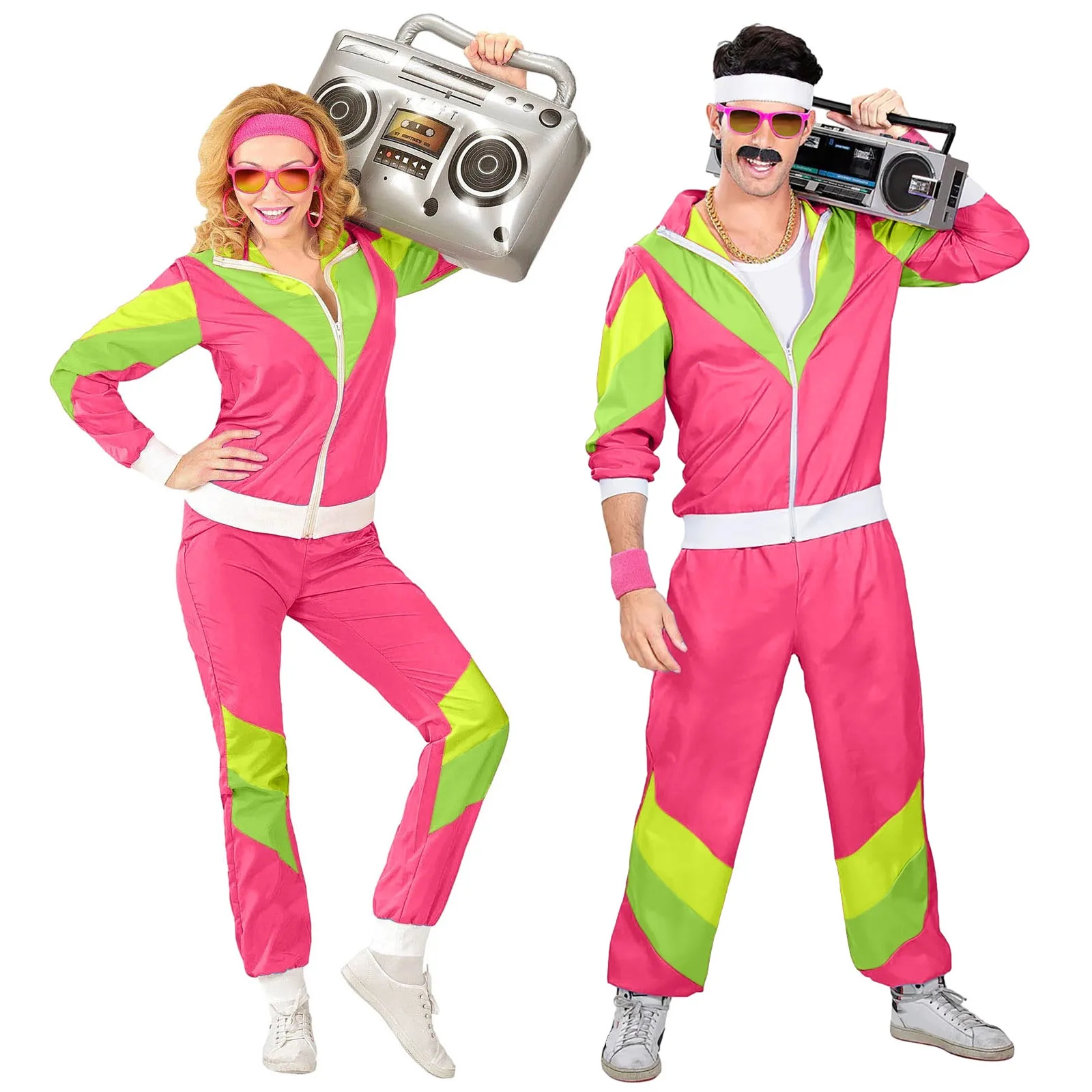 

Couples Hippie Costumes Women Male Carnival Halloween 70s 80s Retro Rock Disco Sportswear Cosplay Party Performance Costumes