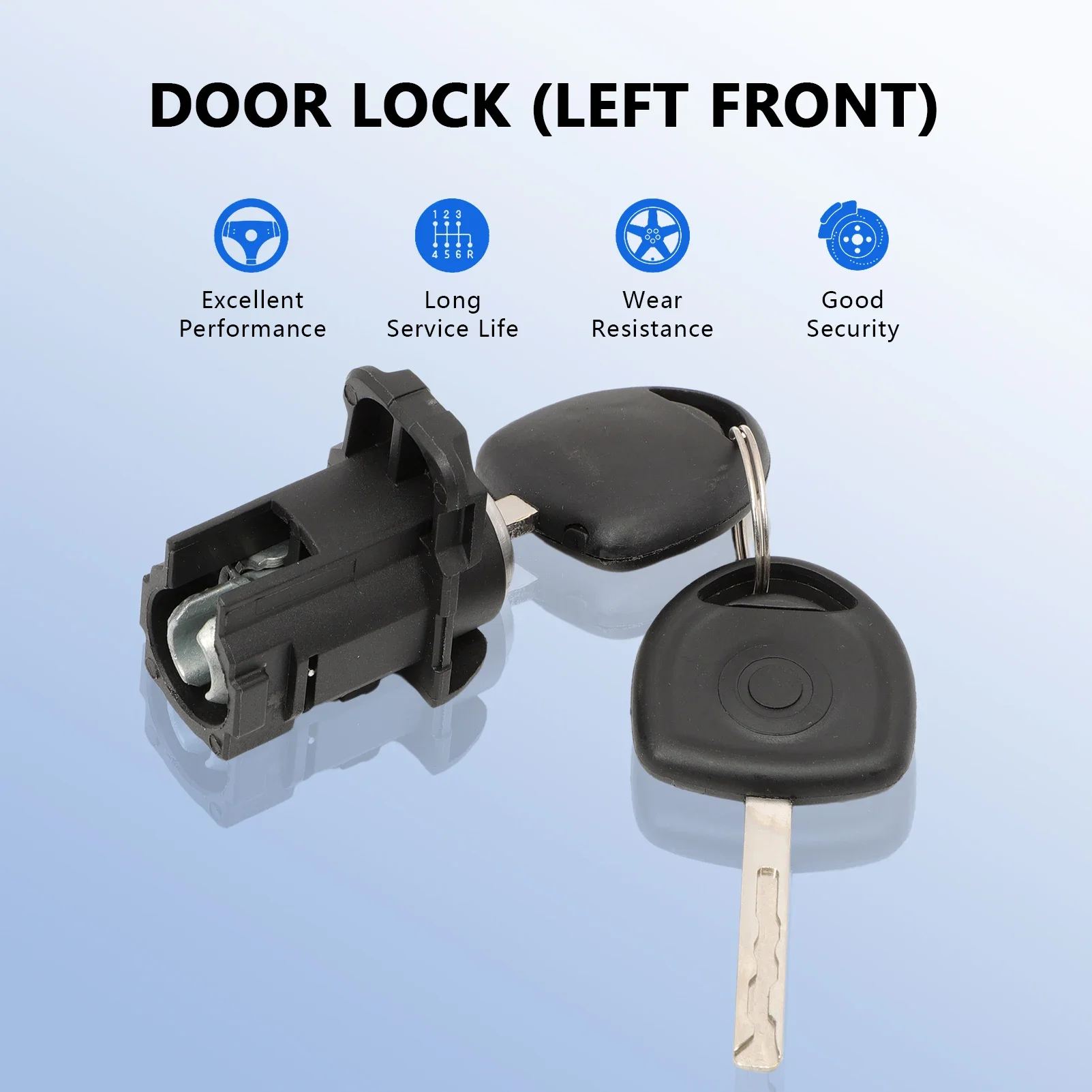 9072465890 Front Left Driver Side Door Lock Cylinder Shaft Assembly with 2 Keys 172371096 For Opel Corsa D 2006-2014