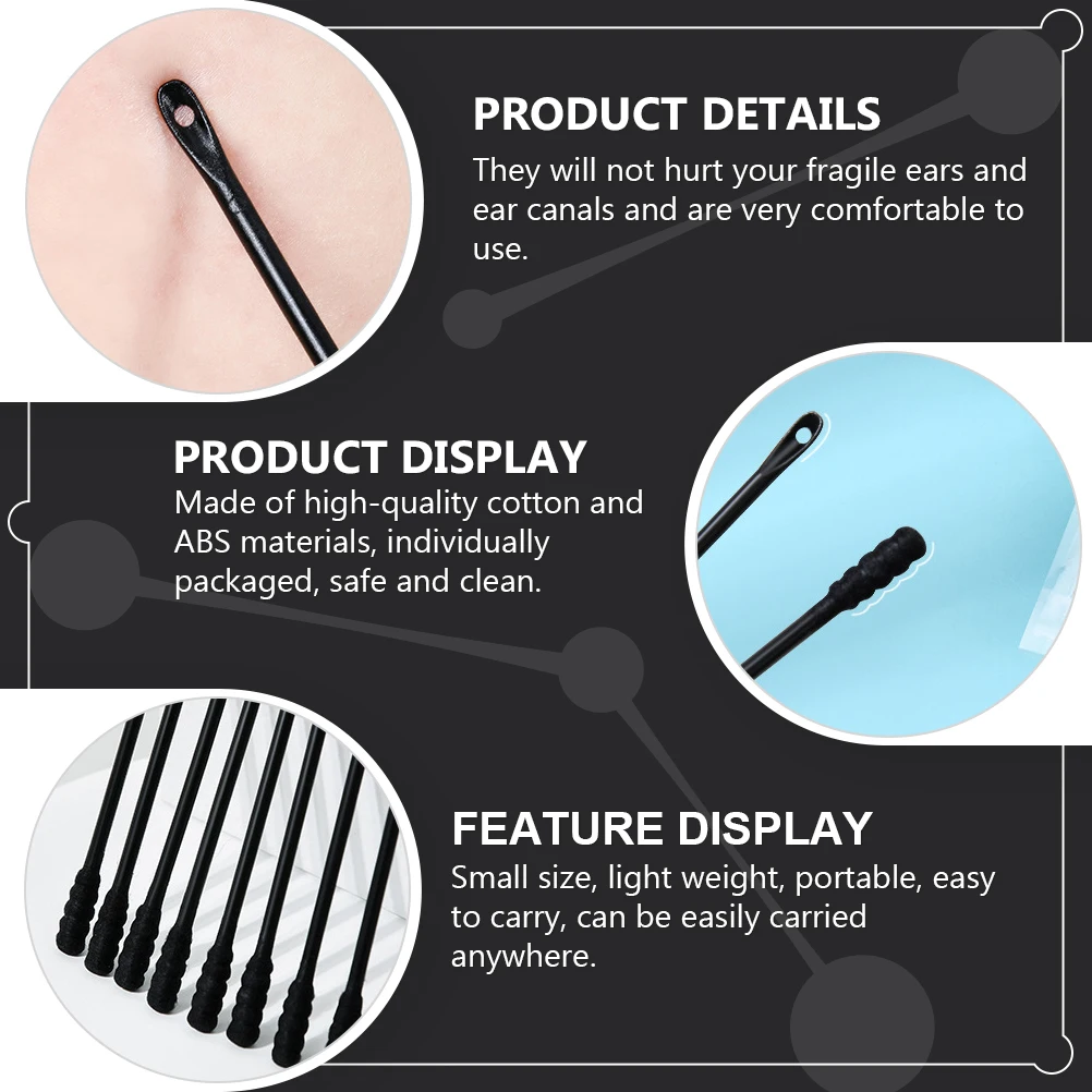 100 قطعة مسحات القطن الأذن مزدوجة نهاية القطن عصا شمع الأذن أداة تنظيف المتاح خلال أذني لينة جودة آمنة #2