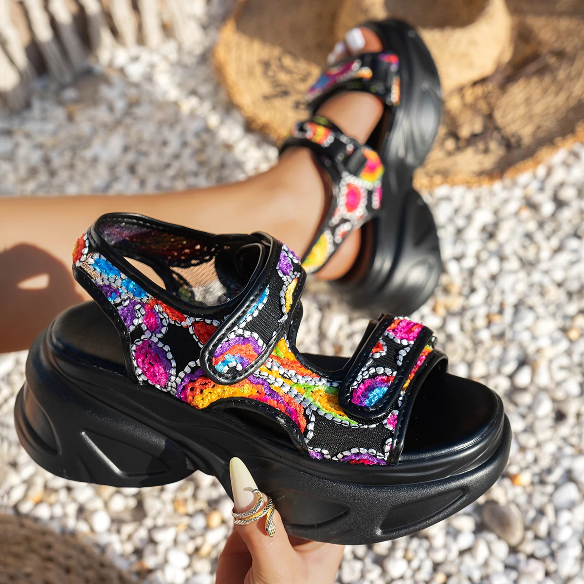 Women Sandals Plus Size Thick Sole Sandals Summer Fashionable Versatile Shoes Women Sponge Cake Increase Casual Sports Shoes_voghion.com