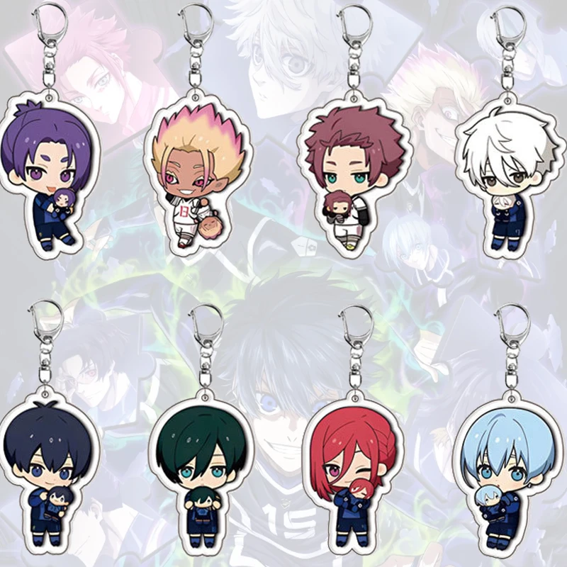 

8Pcs Anime Blue Lock Character Hyouma Chigiri Sae Itoshi Ryusei Shidou Hugging Series Acrylic Keychain Toy New Bag Keyring 5cm
