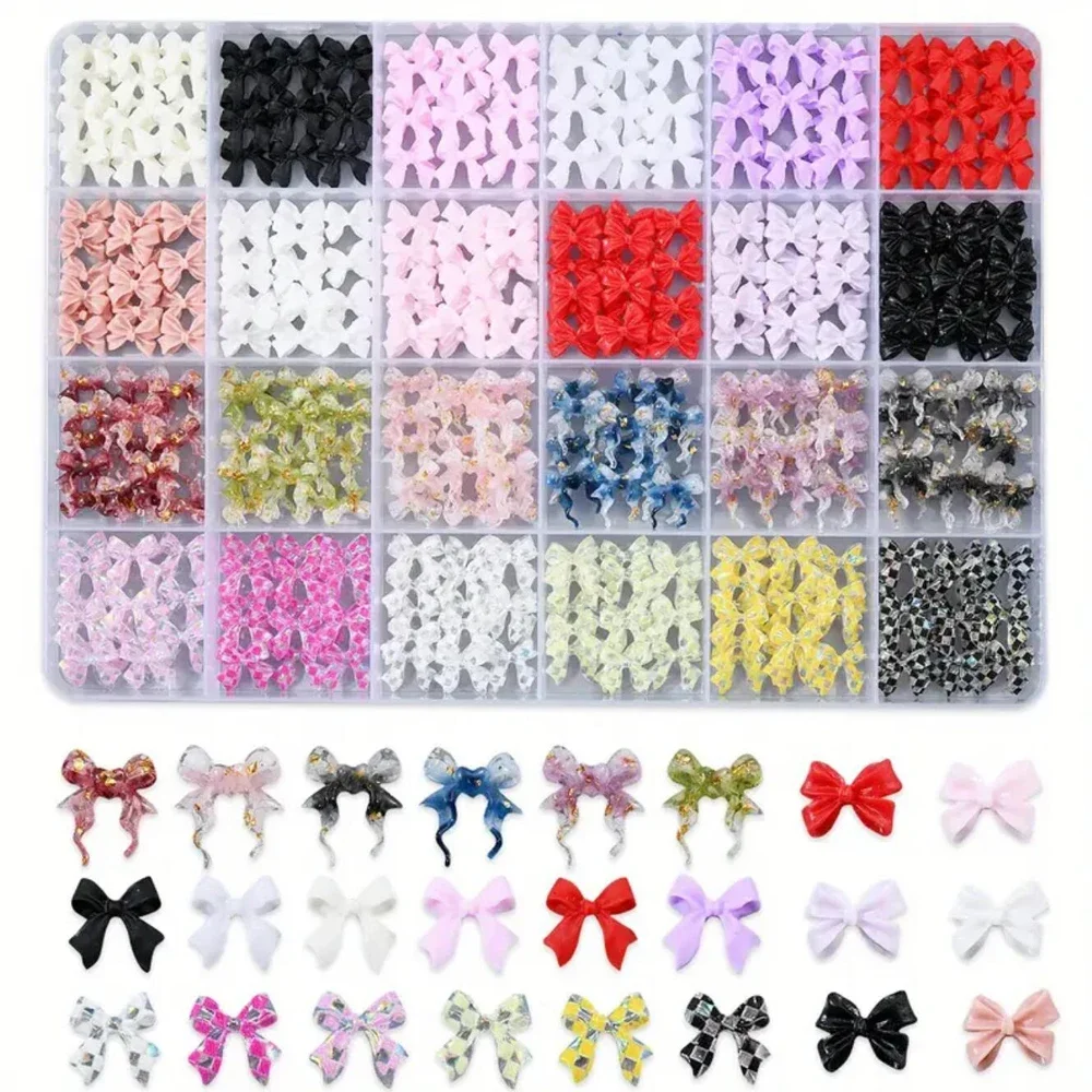 

12/24Grids 3D Mixed Rose/Bow/Fruit/Pearl Nail Charms Flower,Butterfly,Pearls Love,Moon Y2K Nail Art Decoration DIY Nails Parts &