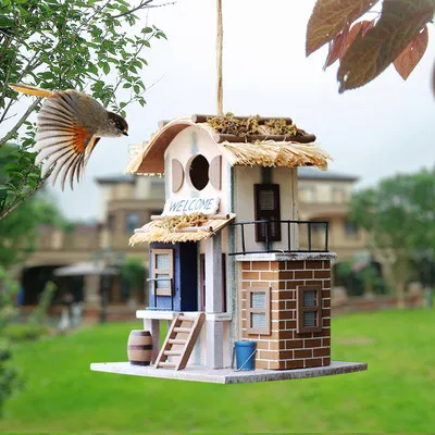 

Bird House Nest Villa Handmade Wood and Cute Home Outdoor Decorations Forest Park Wild