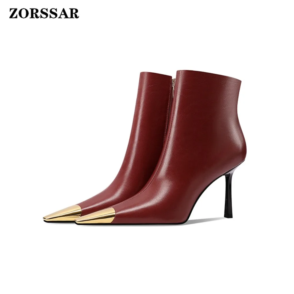 

2025 New Women's Ankle Boots Sexy Pointed Toe Woman Short Boots Fashion Causal Ladies Thin High Heel Boots Solid Color Stiletto