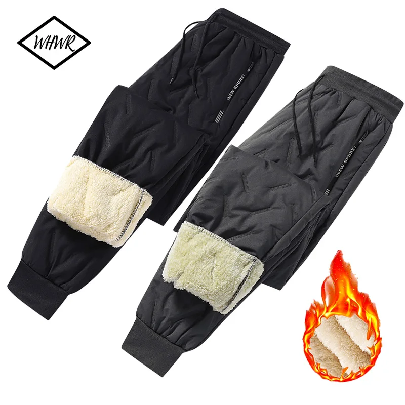 الشتاء Sweatwear الرجال أفخم سميكة الصوف Sweatpant مقاوم للماء يندبروف سراويل قطنية دافئة امبسوول السراويل الحرارية سراويل تقليدية #1