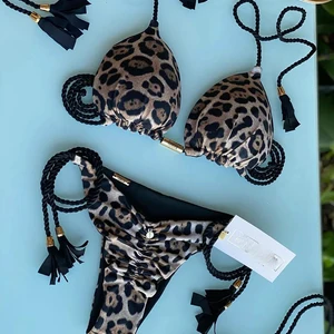 Oiinaa-sexy Zebra-Synamp von Frauen, Leopardo Stamp Biken Set, Krawattenfarbstoff, Drawsring Beachbekleidung, Badebekleidung, 2 PCs 8 Hauptverkäufe Zebra -Set - №4