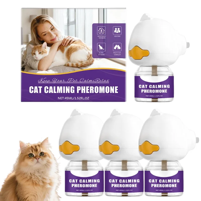 Plug-In Pheromone Diffuser For Cats Relieve Anxiety Reduce Scratching And Disorderly Urination Behavior 30-Day Calming Spray