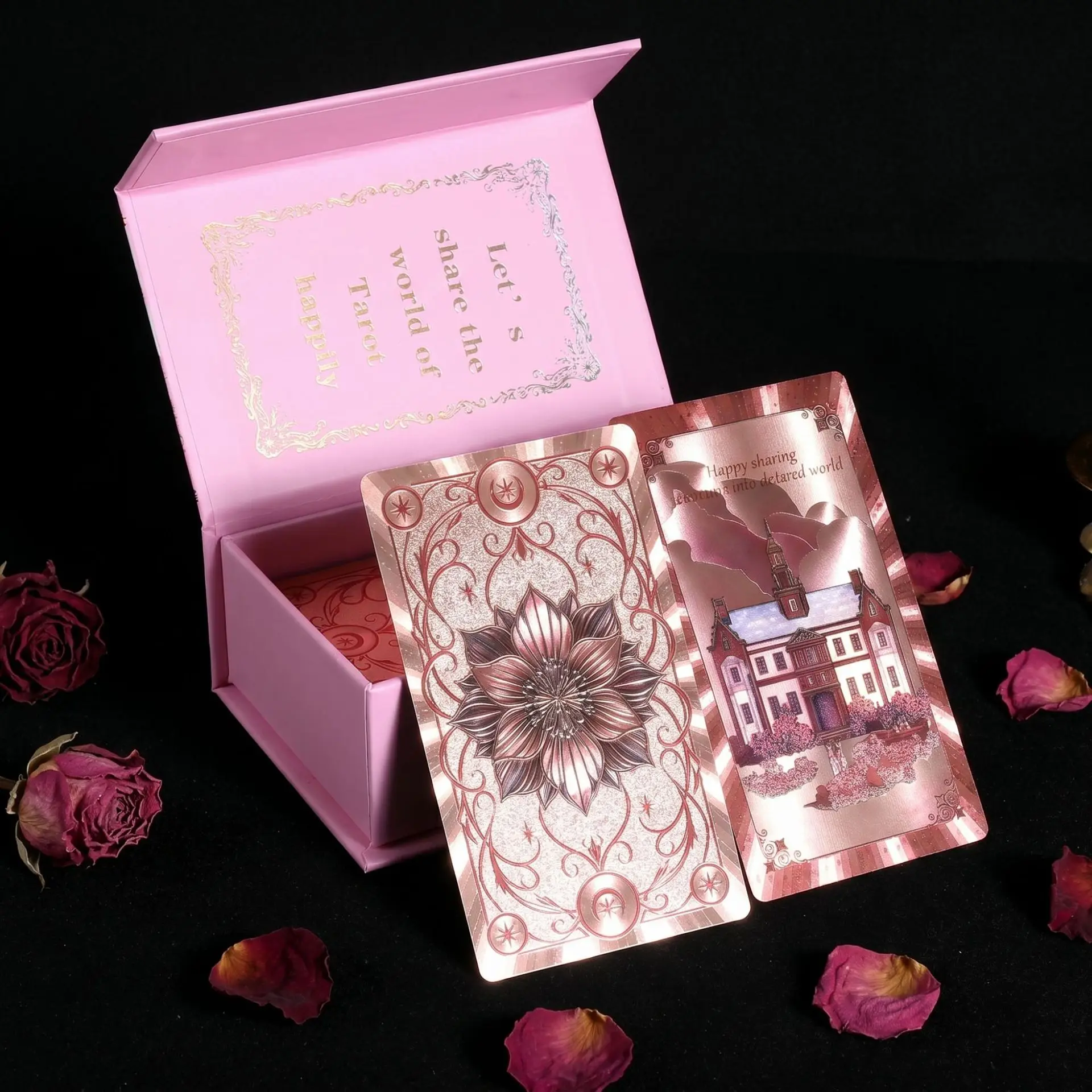 12x7cm 38Pcs Lenormand Oracle Cards in A Rigid Box Gold Foil Waterproof PET Oracle Cards for Divination & Fortune Telling